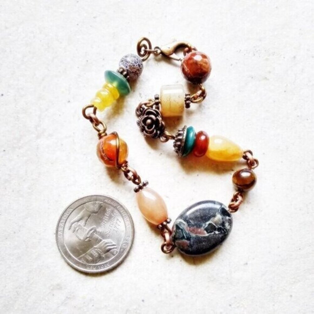 Handmade 4 You! Semi-Precious Stone Beads + Copper Bracelet! Wildchild Boho Chic